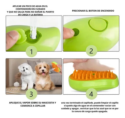 Cepillo de Vapor 3-en-1 Autolimpiante para Gatos