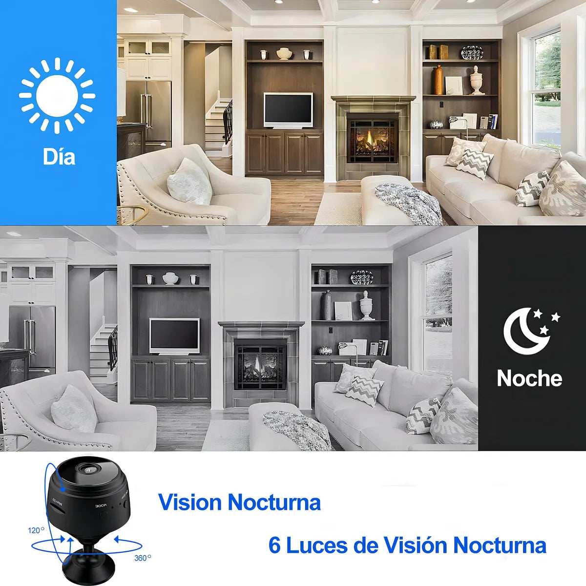 Mini Cámara de Seguridad Espía Inalámbrica Wi-Fi con Visión Nocturna HD 1080p para el Hogar