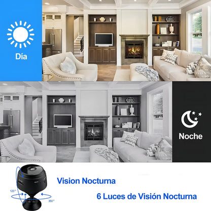 Mini Cámara de Seguridad Espía Inalámbrica Wi-Fi con Visión Nocturna HD 1080p para el Hogar